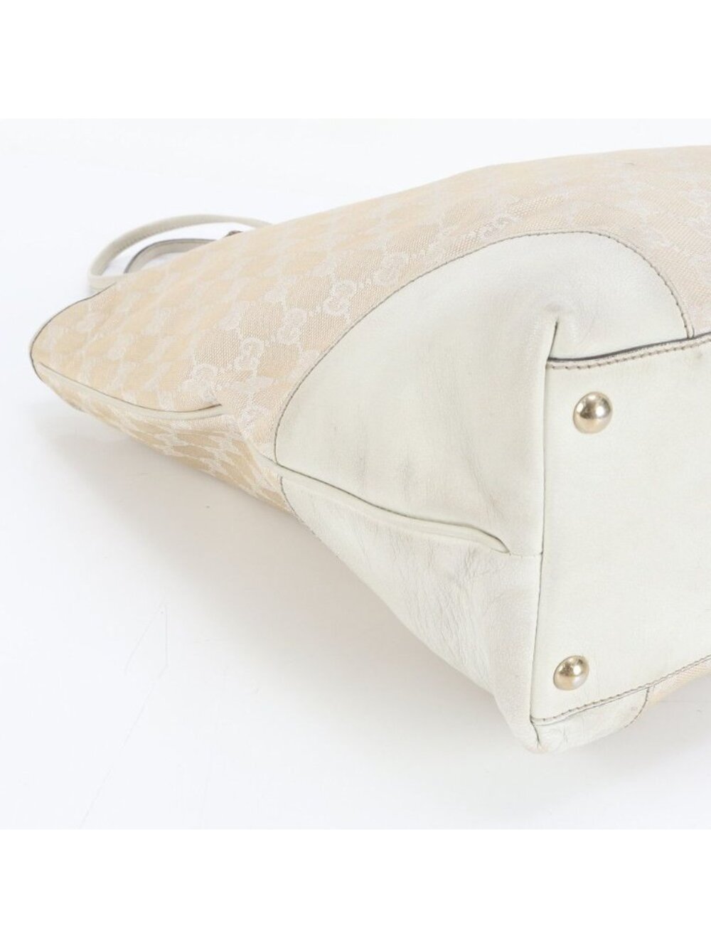 Gucci GG Canvas Leather Tote Shoulder Hand Beige Ree - Picture 6 of 9
